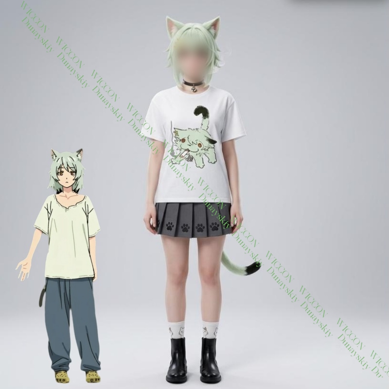 Anime Merchandise T-Shirts - Chainsmoker Cat Yaniko Satou Niedliches bedrucktes